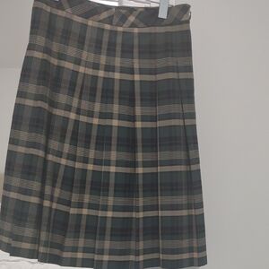 Sunday Best Green and Beige Plaid Pleated Skirt